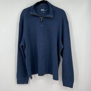 Vintage Polo Ralph Lauren Blue Quarter Zip Sweater men's size Extra Large Blue
